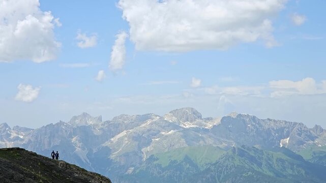 Wide views of Italian Dolomites from Viel dal Pan.