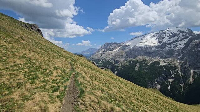 Viel dal Pan, Marmolada, summer, fantastic views and beautiful weather in Italian Dolomites.