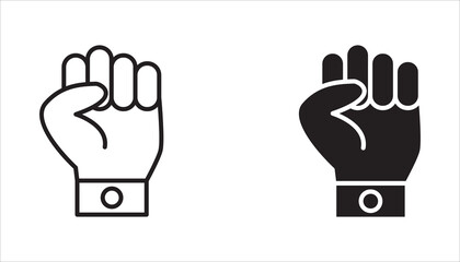 Fototapeta premium Hand icon set. Concept of fist, empowerment, strength, courage, strong, power. Vector illustration isolated on a white background.