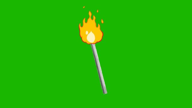 burning match vector animation on green screen
