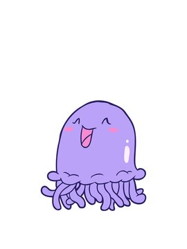 rise and float animation of happy cartoon jellyfish