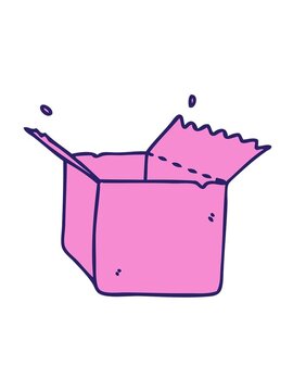 vibrating motion animation of hand drawn quirky cartoon open box