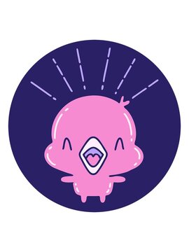 bobbing motion animation of icon of a tattoo style singing chick