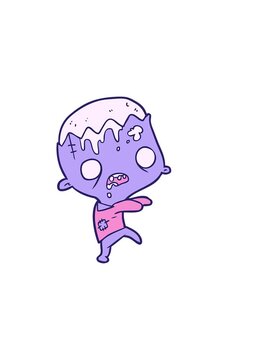 horizontally vibrating animation of cute cartoon zombie