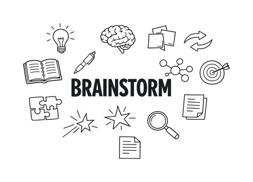 Clear brainstorming session and idea clustering concept focused on generating concepts, grouping thoughts and structuring creative output into actionable
