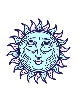 jiggle and pause animation of tattoo in traditional style medieval sun