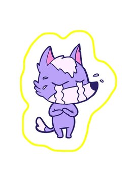 radioactive glowing animation of a cartoon crying wolf