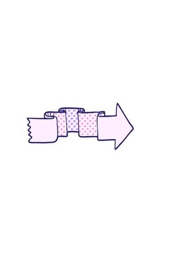 horizontally vibrating animation of comic book style cartoon banner arrow