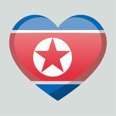 Obraz premium Heart-shaped emblem of the North Korean flag, symbolizing patriotism and national identity in a vibrant red, blue, and white design with a prominent red star