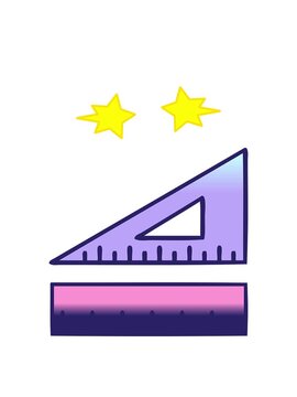 spinning stars animation of gradient shaded cartoon of a maths set