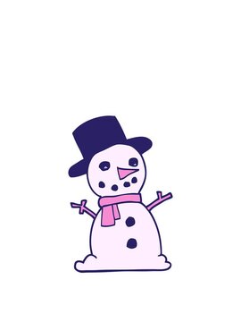 rise and float animation of cartoon doodle trad snowman
