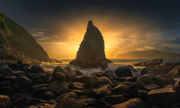 Sunset on the beach at Pantai Payangan Jember East Java Indonesia