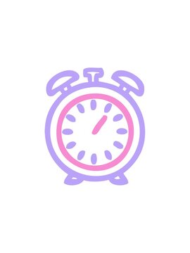 bobbing motion animation of line drawing cartoon of a alarm clock icon