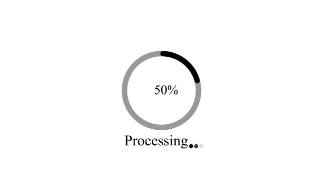 Minimalist processing circular loader animation with percentage 5 to 95 on white background Circular motion graphics showing Starting process on black background