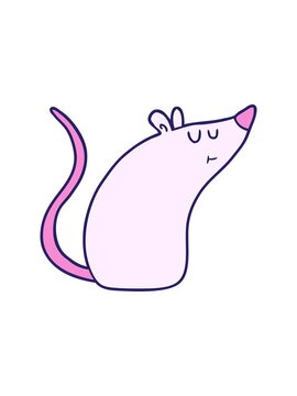 splitting motion animation of cartoon white mouse
