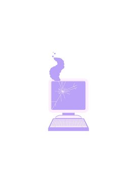 flashy sales animation of broken computer graphic vector illustration design