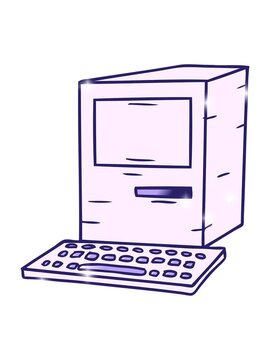 glitter effect animation of hand drawn gradient cartoon doodle of a computer and keyboard