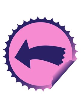 vibrating motion animation of circular peeling sticker quirky cartoon arrow