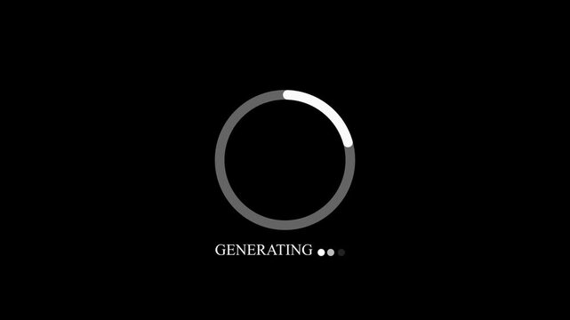 Minimalist Loading Screen with Generating Text and Circular Progress Bar Animation , with video animation.