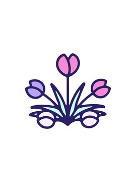 flashy sales animation of cartoon tulip flower design