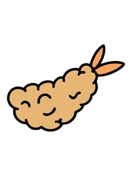 shine light effect animation of japanese tempura fried shimp snack