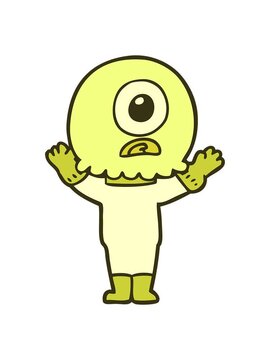 changing color animation of cartoon cyclops alien spaceman