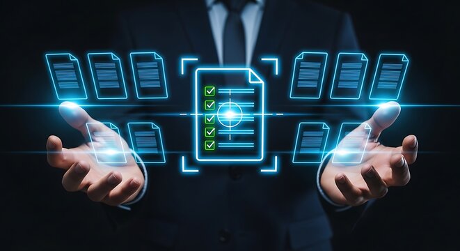 Digital compliance checklist interface representing enterprise document workflow automation and corporate process management system