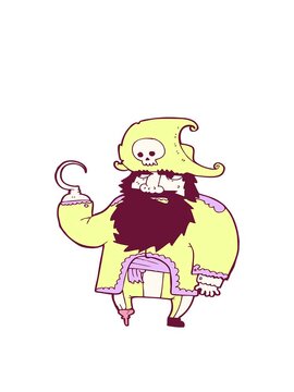 bobbing motion animation of cartoon pirate in bright glow color