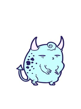 bobbing motion animation of cartoon fat little halloween devil