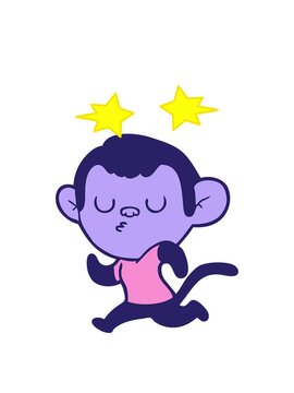 spinning stars animation of cartoon monkey