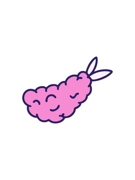 splitting effect animation of japanese tempura fried shimp snack design