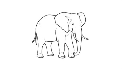 Obraz premium A black and white line drawing of a large African elephant