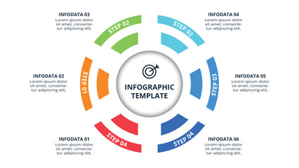 Naklejka premium Essential infographic with 6 steps, options, parts or processes. Business data visualization.