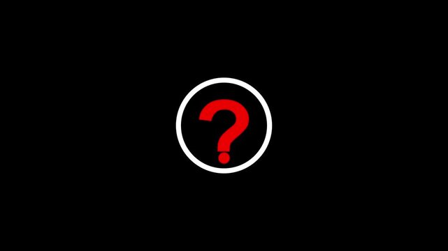 Question marks icon and Questioning problem concept with black background. Animated glowing questions mark . 