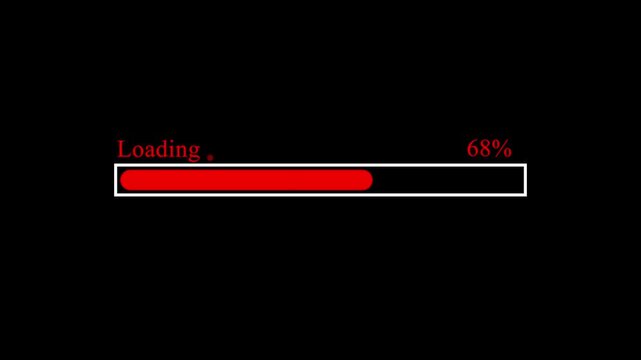 Loading bar icon animation ,loading bar animation black background.4k loading bar 0-100 percent motion video animation.