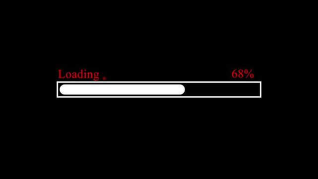 Loading bar icon animation ,loading bar animation black background.4k loading bar 0-100 percent motion video animation.