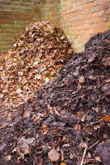 Compost heap or pile in a UK garden
