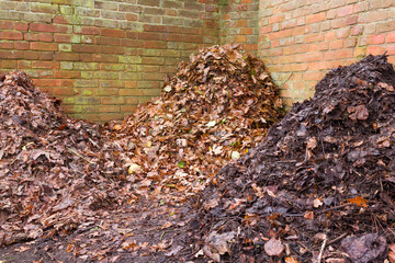 Compost heap or pile in a UK garden