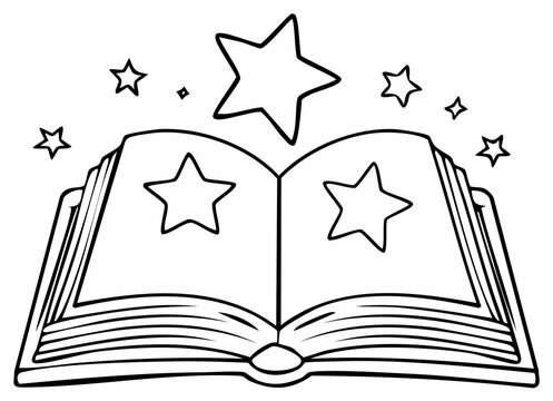 Magical Storybook with Star Symbols Illustration