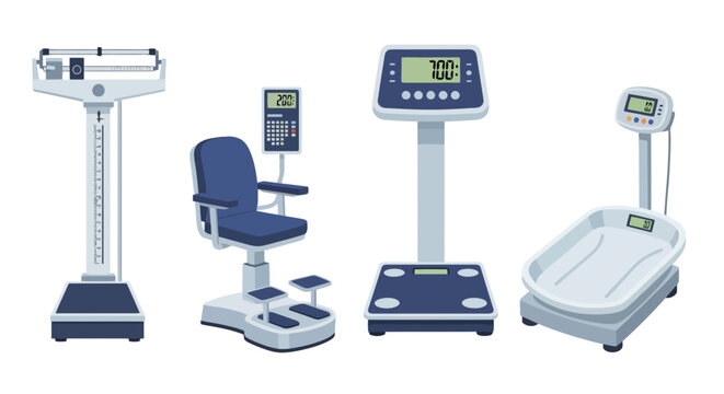 Set of Professional Medical Scales and Weight Measurement Equipment for Hospitals and Clinics