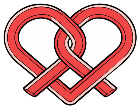 Vibrant red abstract heart knot illustration symbolizing passion love and affection