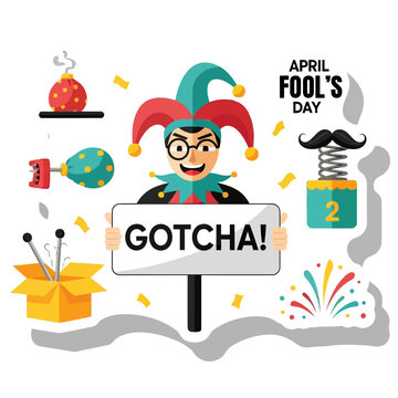 April Fools Day Premium Vector Sticker