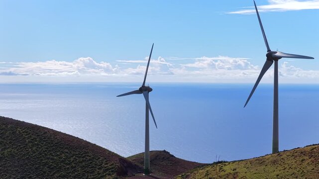 Aerial View Wind Farm Renewable Energy Grid Sovereignty Sustainable Infrastructure El Hierro Canary Islands Spain
