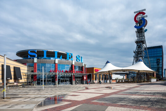 Katowice, Silesian, Poland - Colorful facades of the Silesia City Center, a retail shopping mall