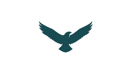 Fototapeta premium A Silhouetted Eagle with Outspread Wings Displayed Against a Clean White Background