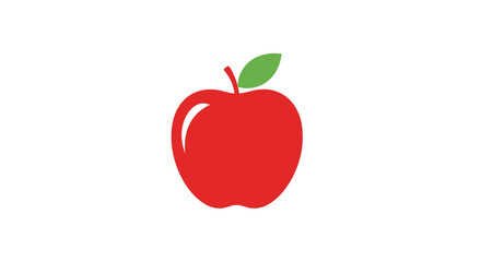 Fototapeta premium A vibrant illustration of a ripe red apple with a green leaf on a pristine white backdrop