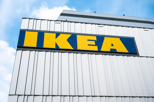 Hamburg, Germany, July 19, 2024 - Logo of the Ikea furniture store