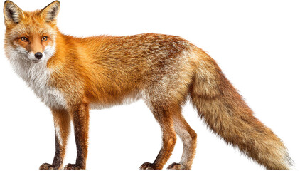 Obraz premium Realistic Wild Fox Standing Alert with Bushy Orange Fur