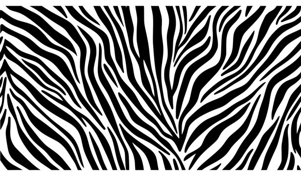 Zebra animal print seamless pattern vector with black and white stripes texture isolated on white background
