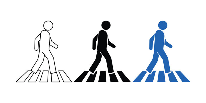 Vector graphics of pedestrians crossing a symbolic representation